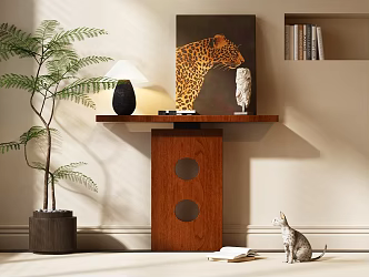 Modern Middle Ancient Entrance Cabinet Modern Side Cabinet Modern Decorative Cabinet Modern Decorative Painting Plant Carpet Decorative Painting Modern Sideview Desk 3d model