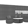 Modern L shaped Sectional Sofa With Round Coffee Table And Gray Wall Panels 3d model