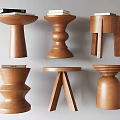 Middle Ancient Style Solid Wood Side Table Creative Corner Round Table Tea Table 3d model