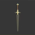 Ornate Decorative Sword With Red Hilt Golden Guard And Blue Gemstones