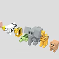 Block Shaped Pixel Style Animal Characters Including Pig Tiger Elephant And Giraffe