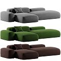 Modern Sectional Sofa in Gray Green Brown with Plush Cushions and Modular Design