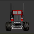 Red Cartoon Style Monster Truck With Large Tires And Classic Design