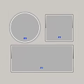 Minimalist Round And Square Mirrors On Light Grey Wall With Artwork And Plant