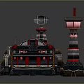 Futuristic Sci Fi Base Structure With Tower Antenna Glowing Lights And Metallic Panels 3d model