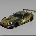 Mercedes Race Car In Golden Black Paint With Rear Wing Number 1 Racing Design