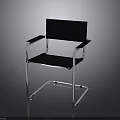 Modern Stylish Chair With Metal Frame Black Seat Backrest And Armrest