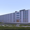 Modern Industrial Factory Building Exterior With Multi Storey Structure And Landscaping