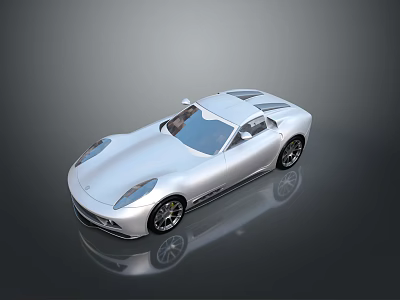 Sleek Silver Two Door Sports Car With Streamlined Body And Alloy Wheels 3d model