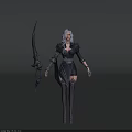 Game and Movie Character with White Hair Black Outfit and Large Weapon