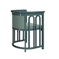 Modern Green Dining Chair With Curved Arms Slatted Back And Upholstered Seat Design
