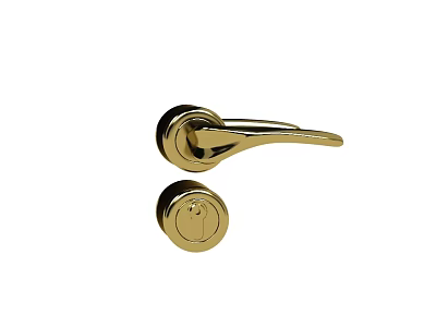 Golden Door Handle With Keyhole And Modern Design For Home Interior 3d model