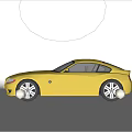 Yellow Two Door Sports Car With Sleek Design Black Windows And Silver Wheels
