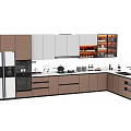 Stylish Modern Kitchen Interior With Brown White Cabinets Countertop And Appliances