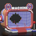 Retro Arcade Machine With Vibrant Grid Screen Red Joystick And Decorative Panels Plus Steps 3d model