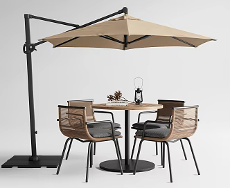 Modern Outdoor Table and Chair Outdoor Leisure Table and Chair Rattan Outdoor Chair Outdoor Round Table and Chair Sunshade Umbrella 3d model
