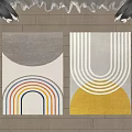 Modern Square Rugs With Rainbow And Geometric Yellow White Patterns For Interior 3d model