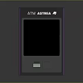 ATM ASTREA Machine Design With Purple Accent Frame Black Screen And Gray Body