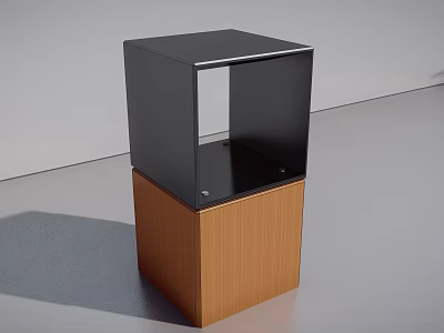 Modern Black and Brown Wooden Metal Shelf Unit with Minimalist Design 3d model