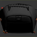 Gray Rolly Backpack With Black Handle Orange Zippers And Reflective Strips
