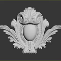 Classical White Decorative Ornament With Scroll Foliage And Oval Center Design