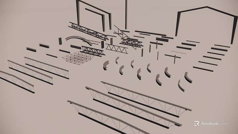 Building Components Including Trusses Beams Curved Elements And Grid Structures 3d model