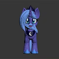 Purple Pony Game Character With Blue Mane Tail Crown And Moon Star Necklace