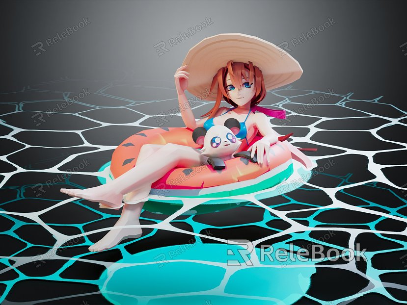 Modern Anime Character Swimsuit Girl Cool Beauty Swimming Pool Swimming Circle model