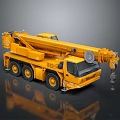 Yellow Mobile Crane Truck With Extendable Boom Six Wheels And Metal Hook