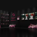 Stylish Photo Spot with Pink Flowers Lighted Archway ME Lettering on Wall and Decorative Lights