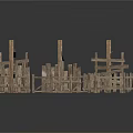 Wooden Fence Scene Components With Various Styles For Model Scenery