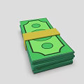 Everyday Essential Stack of Green Banknotes Tied with Yellow Strap