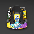 Colorful Go Karts with Cartoon Patterns Bright Colors Number 100 Arranged in Row