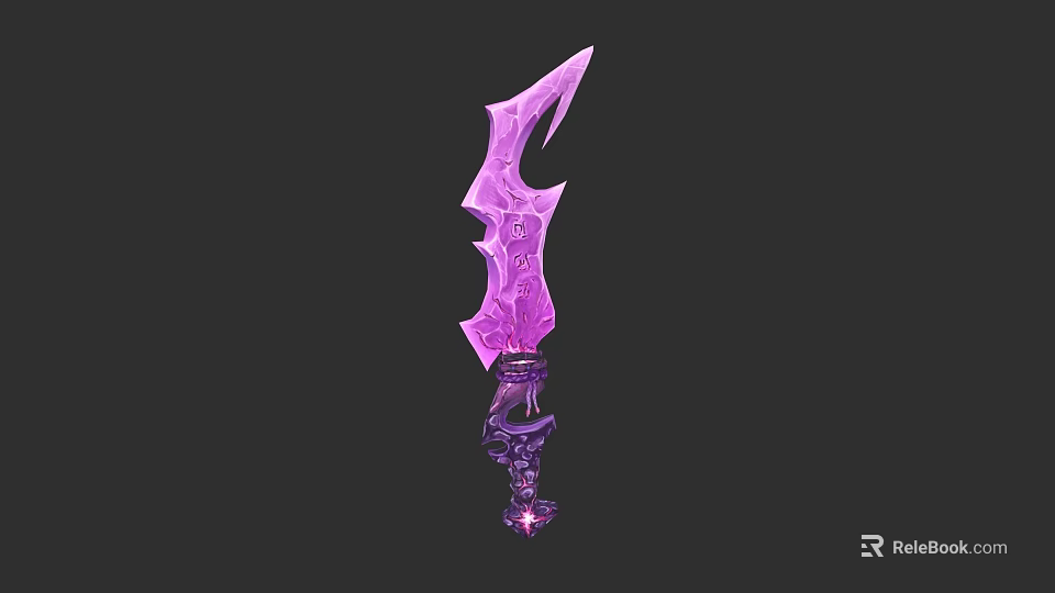 Purple Crystal Weapon With Sharp Blade Intricate Design And Reflection 3d model 