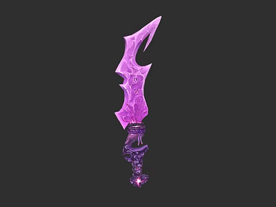 Purple Crystal Weapon With Sharp Blade Intricate Design And Reflection 3d model