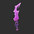 Purple Crystal Weapon With Sharp Blade Intricate Design And Reflection