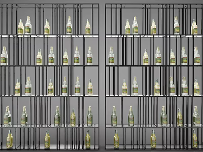 Modern Wine Cabinet with Metal Frame Multi Layer Open Design Holding Wine Bottles 3d model