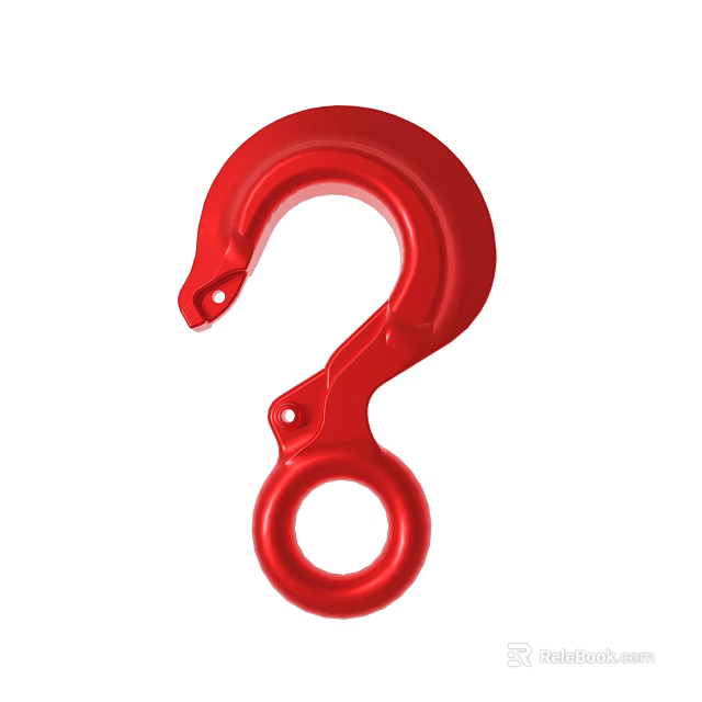 Red Lifting Hook Made Of Durable Metal With Secure Ring Design For Industrial Use 3d model 