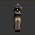 Golden Decorative Futuristic Pistol With Intricate Design And Blue Tech Accents