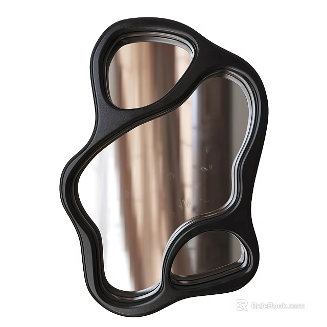 Stylish Modern Decorative Mirror Featuring Black Frame And Irregular Shape Design 3d model 