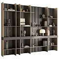 Modern Layered Bookshelf Design With Decorative Items Books And Lighting 3d model