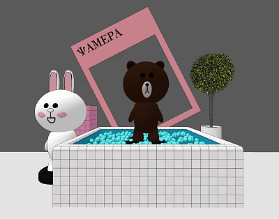 Modern Meichen Net Red Brown Bear Kenny Rabbit 3d model