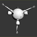 Shiny Silver Robot Mechanical Creature With Round Head Blue Eye And Metallic Legs