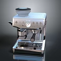 Modern Stainless Steel Espresso Machine With Pressure Gauge Control Buttons And Top Container
