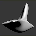White Abstract Sculpture with Smooth Surface Circular Hole and Curved Shape on Dark Background
