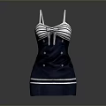Nautical Style Sleeveless Dress with Striped Pattern Bow Detail and Button Accents