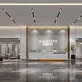 Modern Front Desk Reception Area Interior With Marble Desk Sleek Lighting And Decorative Plants