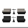 Gray And Black Casual Sofa Set With Fabric Upholstery And Small Side Tables