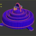 Blue Circular Base Weapon With Layered Ring Structure Top Protrusion And Three Legs