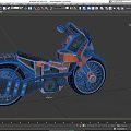 Orange Motorcycle with Retro Industrial Design Black Tires Headlight and Seat